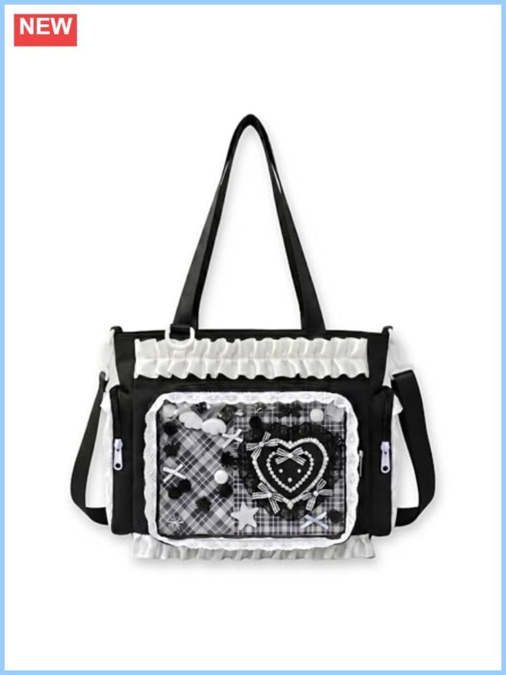 Ita Tote Bag Crossbody Insert Kawaii Pin Display Canvas